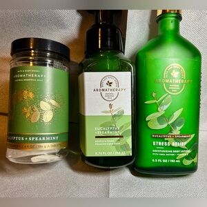 Bath & Body Works Aromatherapy STRESS RELIEF eucalyptus & spearmint-LOT OF THREE
